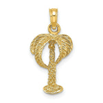 Load image into Gallery viewer, 14K Yellow Gold 2-D Palm Tree With Coconuts Charm Pendant
