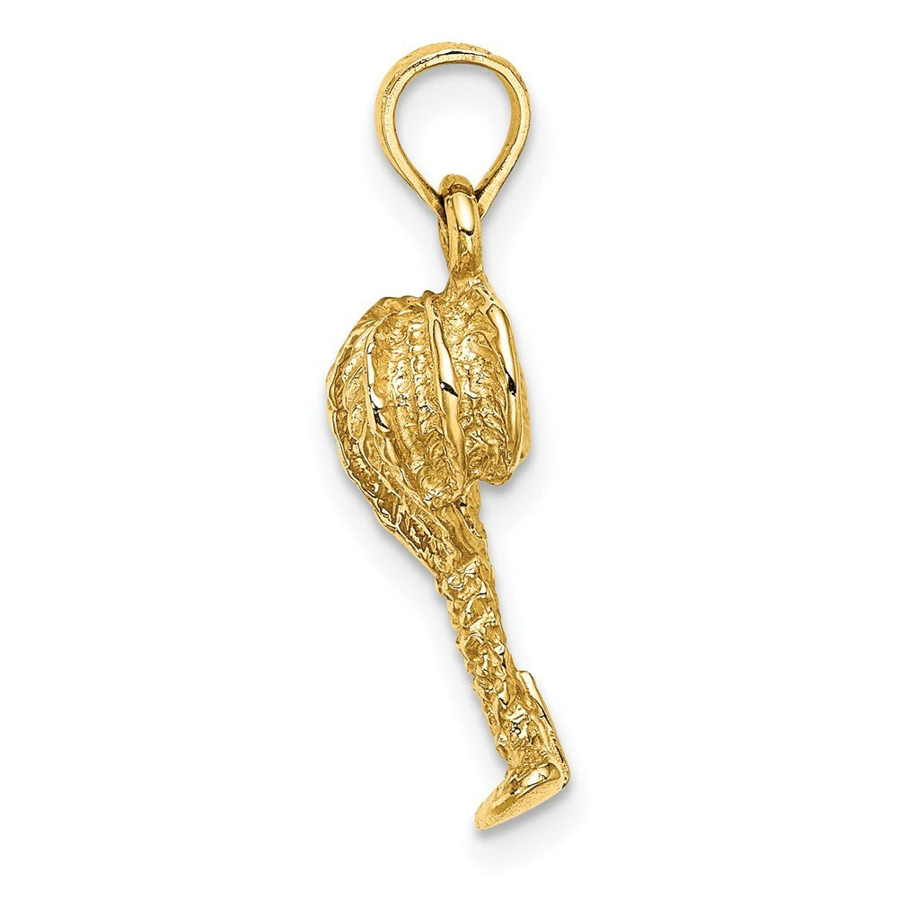14K Yellow Gold 2-D Palm Tree With Coconuts Charm Pendant