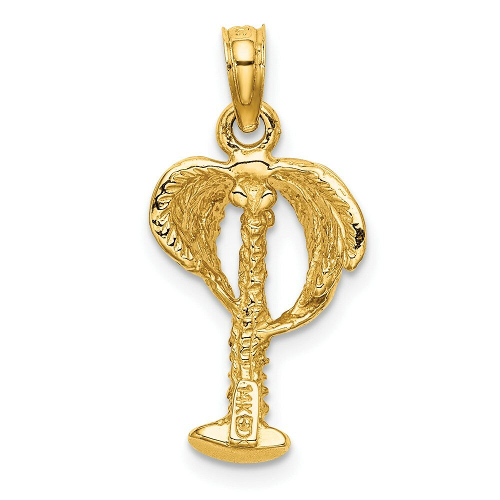 14K Yellow Gold 2-D Palm Tree With Coconuts Charm Pendant