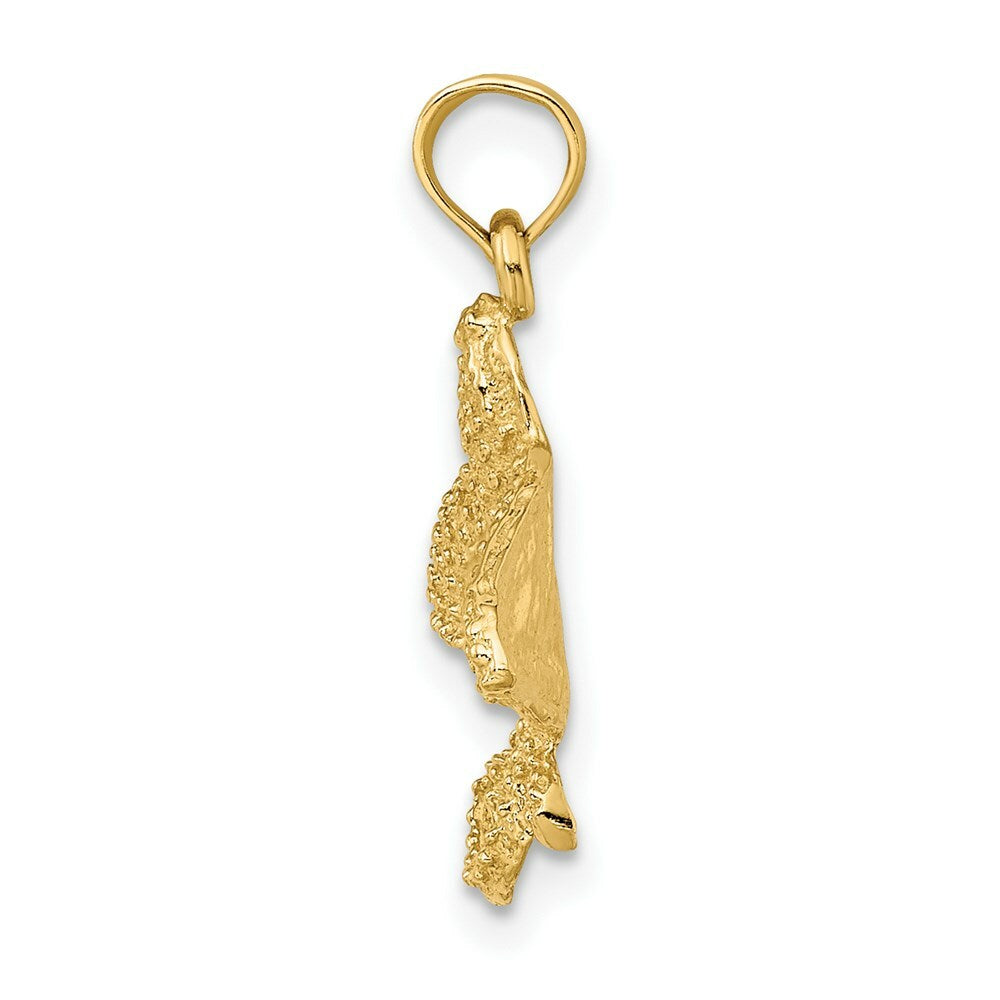 14K Yellow Gold 2-D & Textured Spotted Eagle Ray Charm Pendant