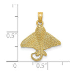 Load image into Gallery viewer, 14K Yellow Gold 2-D &amp; Textured Spotted Eagle Ray Charm Pendant
