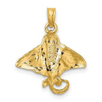 Load image into Gallery viewer, 14K Yellow Gold 2-D &amp; Textured Spotted Eagle Ray Charm Pendant
