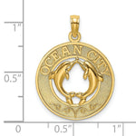 Load image into Gallery viewer, 14K Yellow Gold OCEAN CITY Round Frame With Dolphins Charm Pendant
