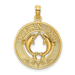 Load image into Gallery viewer, 14K Yellow Gold OCEAN CITY Round Frame With Dolphins Charm Pendant
