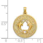 Load image into Gallery viewer, 14K Yellow Gold OCEAN CITY, NJ Round Frame With Dolphin Charm Pendant

