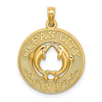 Load image into Gallery viewer, 14K Yellow Gold OCEAN CITY, NJ Round Frame With Dolphin Charm Pendant
