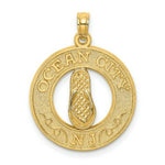 Load image into Gallery viewer, 14K Yellow Gold OCEAN CITY, NJ Round Frame With Flip Flops Charm Pendant
