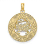 Load image into Gallery viewer, 14K Yellow Gold CAPE MAY On Round Frame With Crab Charm Pendant
