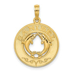 Load image into Gallery viewer, 14K Yellow Gold Sanibel Round Frame With Dolphins Charm Pendant

