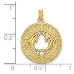 Load image into Gallery viewer, 14K Yellow Gold MARCO ISLAND On Round Frame With Dolphins Charm Pendant
