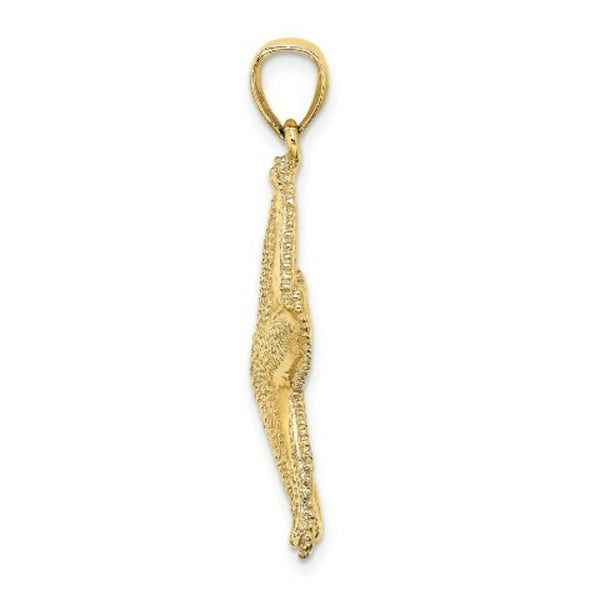 14K Yellow Gold 2-D Texutred Starfish Charm Pendant