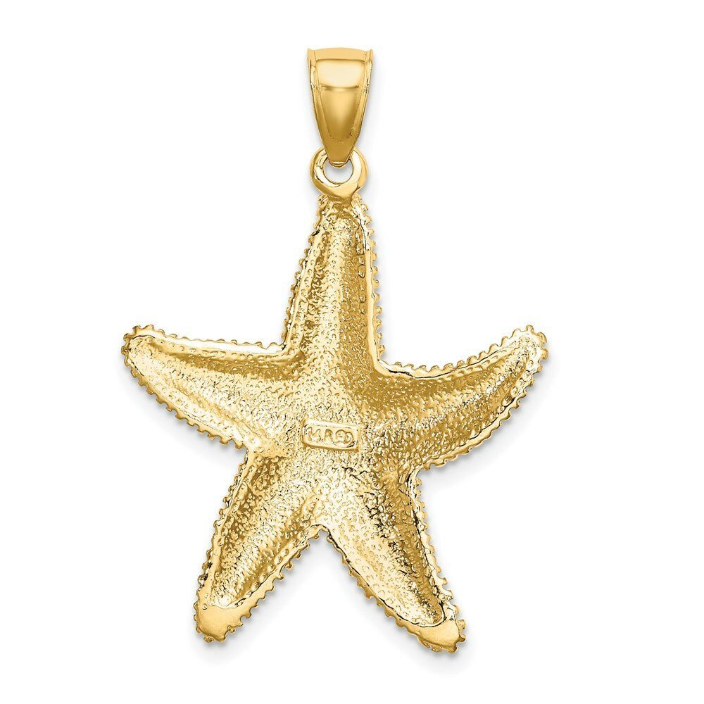 14K Yellow Gold 2-D Texutred Starfish Charm Pendant