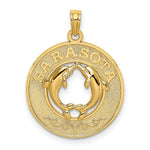 Load image into Gallery viewer, 14K Yellow Gold SARASOTA Round Frame With Dolphins Charm Pendant
