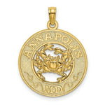 Load image into Gallery viewer, 14K Yellow Gold ANNAPOLIS, MD Round Frame With Crab Charm Pendant

