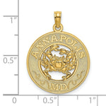 Load image into Gallery viewer, 14K Yellow Gold ANNAPOLIS, MD Round Frame With Crab Charm Pendant
