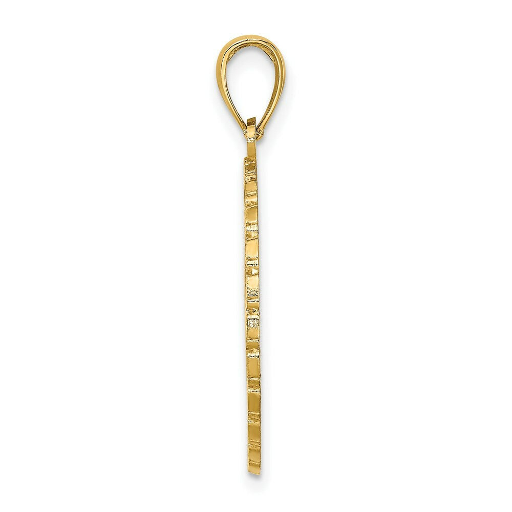 14K Yellow Gold JAMAICA & PALM TREE On Disk Charm Pendant