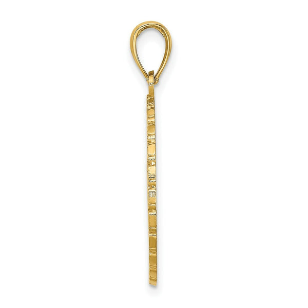 14K Yellow Gold JAMAICA & PALM TREE On Disk Charm Pendant