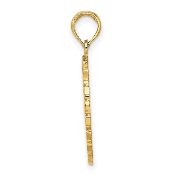 14K Yellow Gold JAMAICA & PALM TREE On Disk Charm Pendant