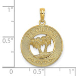 Load image into Gallery viewer, 14K Yellow Gold FLORIDA On Round Frame With Double Palm Tree Charm Pendant
