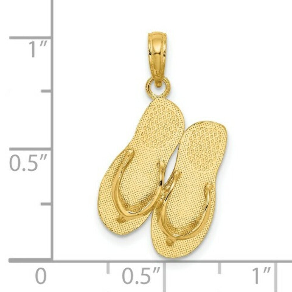 14K Yellow Gold Large TURKS & CAICOS Double Flip-Flop Charm Pendant