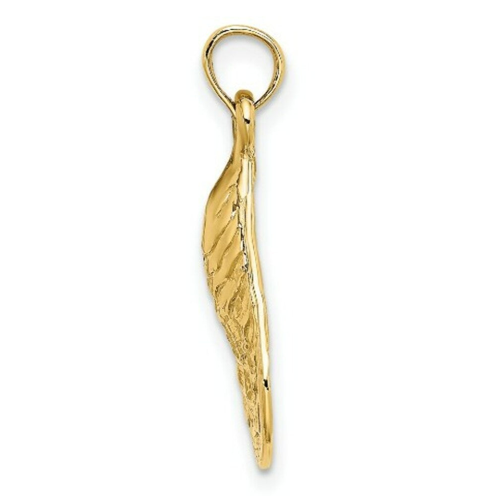 14K Yellow Gold 2-D Textured & Polished OYSTER SHELL Charm Pendant