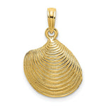 Load image into Gallery viewer, 14K Yellow Gold Textured 2-D Clam Shell Charm Pendant
