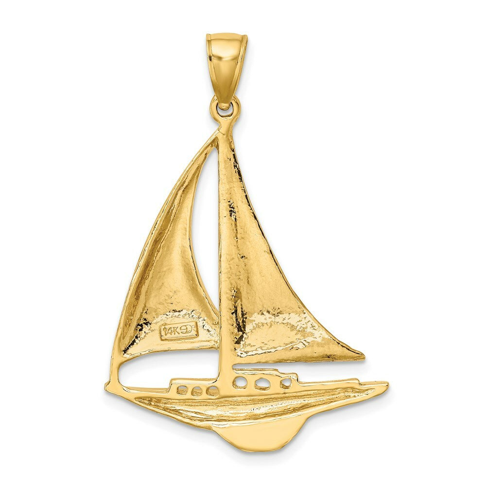 14K Yellow Gold Polished Sailboat Charm Pendant