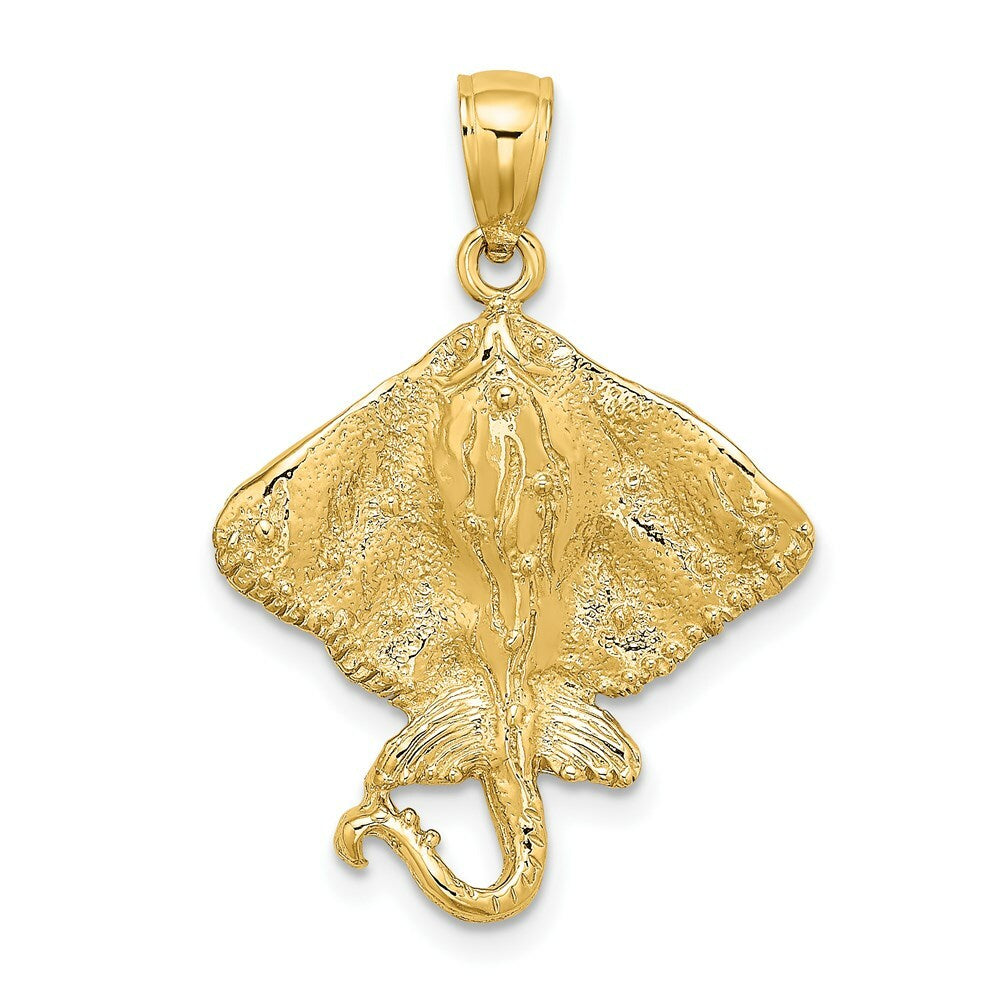 14K Yellow Gold 2-D STINGRAY Charm Pendant