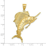Load image into Gallery viewer, 14K Yellow Gold 3-D Polished Textured Sailfish Charm Pendant

