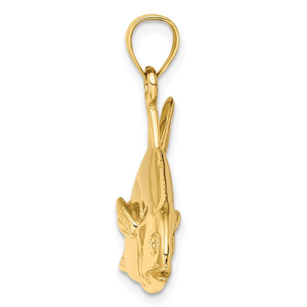 14K Yellow Gold 3-D Polished Pompano Fish Charm Pendant