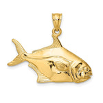 Load image into Gallery viewer, 14K Yellow Gold 3-D Polished Pompano Fish Charm Pendant
