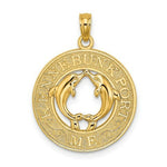 Load image into Gallery viewer, 14K Yellow Gold KENNEBUNKPORT, ME Round Frame With Dolphins Charm Pendant
