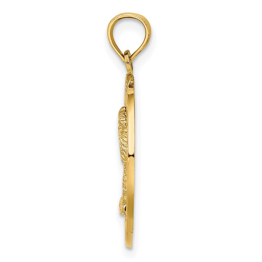 14K Yellow Gold PAWLEYS ISLAND Round Frame With Palm Tree Charm Pendant