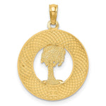 Load image into Gallery viewer, 14K Yellow Gold PAWLEYS ISLAND Round Frame With Palm Tree Charm Pendant
