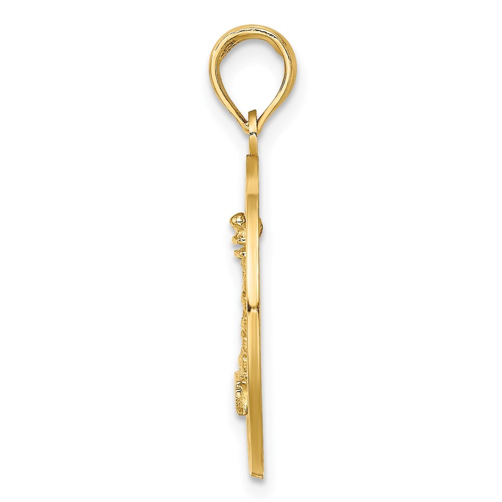 14K Yellow Gold SAINT AUGUSTINE Round Frame With Lighthouse Charm Pendant