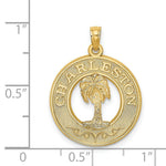 Load image into Gallery viewer, 14K Yellow Gold CHARLESTON Round Frame With Palm Tree Charm Pendant
