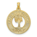 Load image into Gallery viewer, 14K Yellow Gold CHARLESTON Round Frame With Palm Tree Charm Pendant
