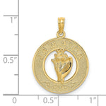 Load image into Gallery viewer, 14K Yellow Gold JAMAICA On Round Frame With Conch Shell Charm Pendant

