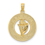 Load image into Gallery viewer, 14K Yellow Gold JAMAICA On Round Frame With Conch Shell Charm Pendant

