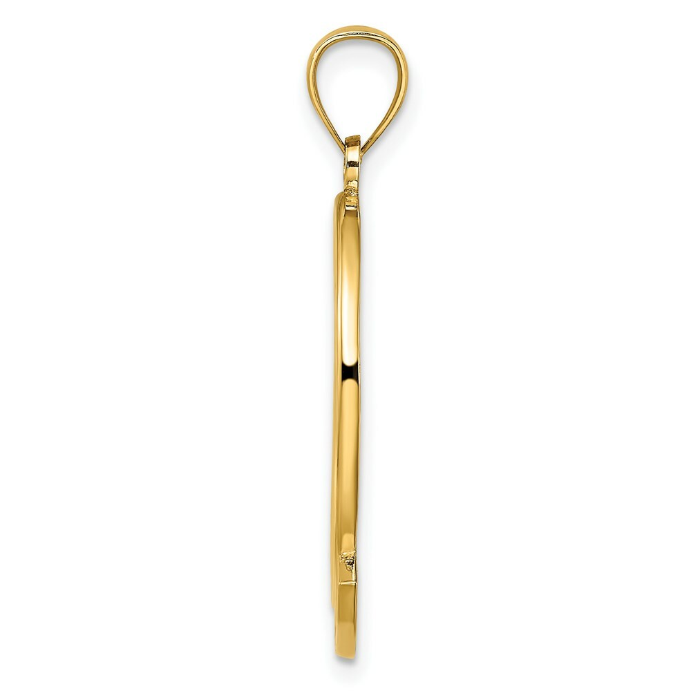 14K Yellow Gold Jamacia With Dolphin and Sunset In Frame Charm Pendant