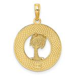 Load image into Gallery viewer, 14K Yellow Gold SAINT AUGUSTINE On Round Frame With Palm Tree Charm Pendant
