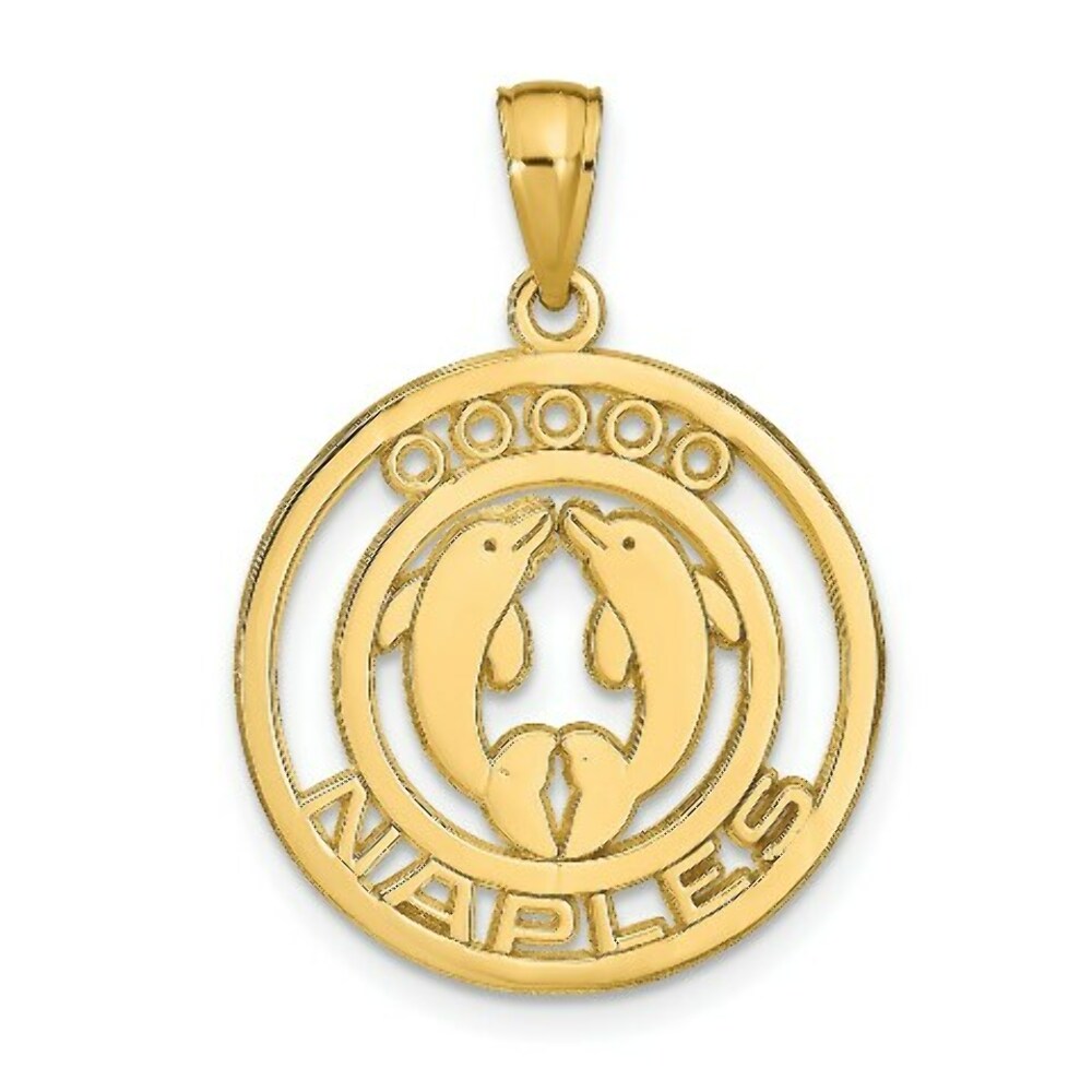 14K Yellow Gold Naples Dolphins Pendant