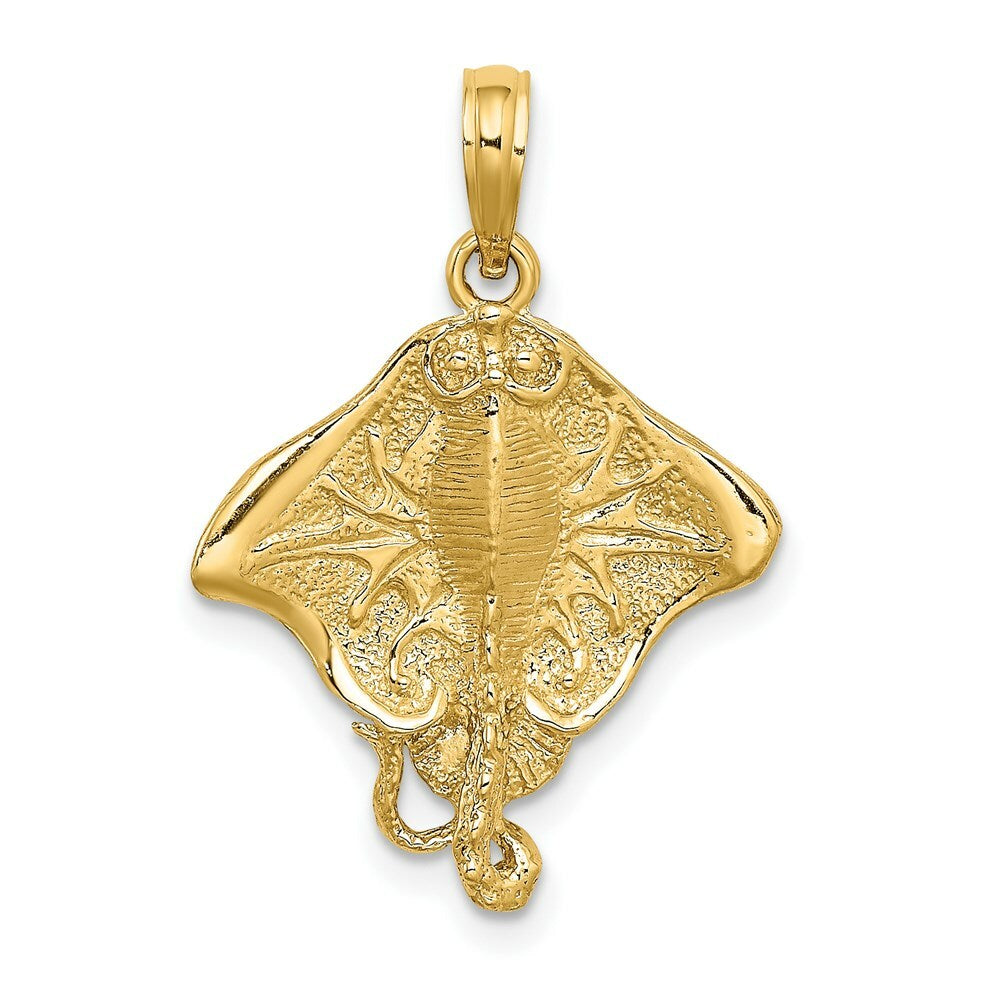 14K Yellow Gold 2-D Stingray Charm Pendant