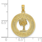 Load image into Gallery viewer, 14K Yellow Gold CANCUN On Round Frame With Palm Tree Charm Pendant
