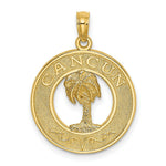 Load image into Gallery viewer, 14K Yellow Gold CANCUN On Round Frame With Palm Tree Charm Pendant

