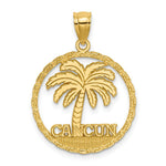 Load image into Gallery viewer, 14K Yellow Gold Cancun Under Palm Tree In Round Frame Charm Pendant
