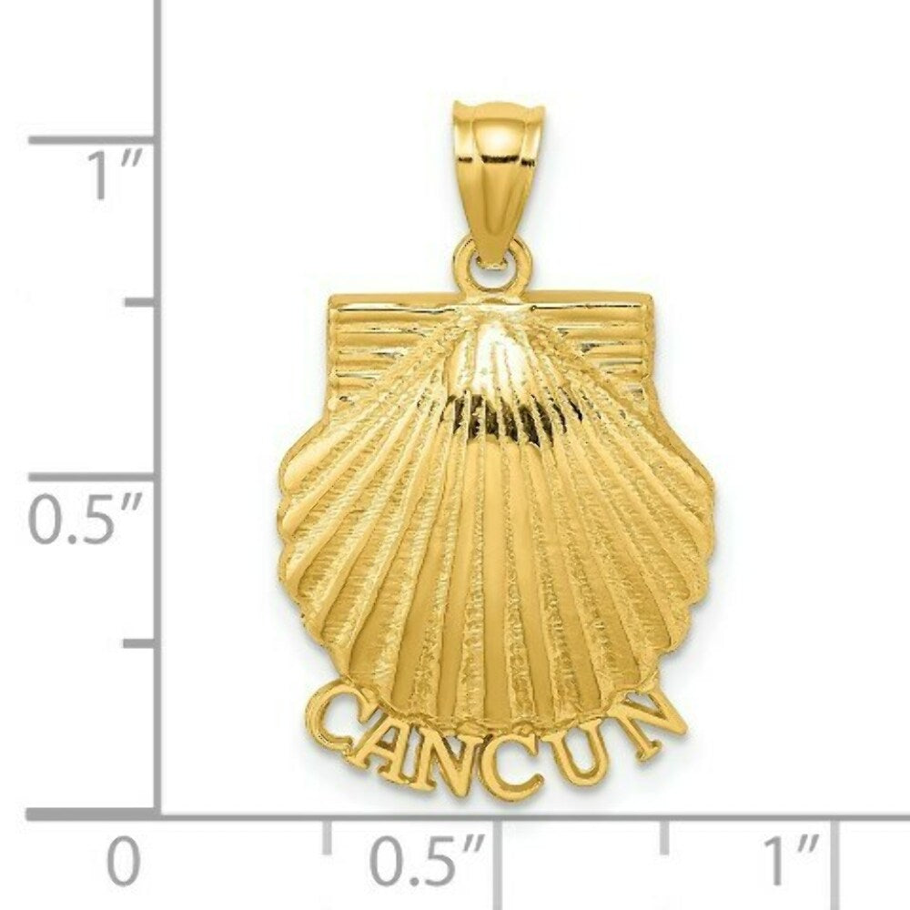 14K Yellow Gold 2-D Cancun Under Scallop Shell Charm Pendant