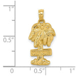 Load image into Gallery viewer, 14K Yellow Gold 2-D CANCUN ON PALM TREE Charm Pendant
