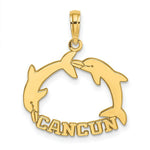 Load image into Gallery viewer, 14K Yellow Gold CANCUN With Double Jumping Dolphin Charm Pendant
