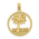 Load image into Gallery viewer, 14K Yellow Gold Bahamas Palm Tree Round Frame Charm Pendant
